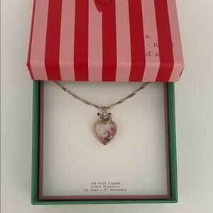 A New Day Gold Heart Necklace with Pink Accents